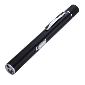 Led Stainless Steel Rechargeable Flashlight (Color: black)